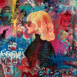 Devil Woman by Troika - Varnished Original Painting on Board sized 48x48 inches. Available from Whitewall Galleries